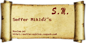 Seffer Miklós névjegykártya